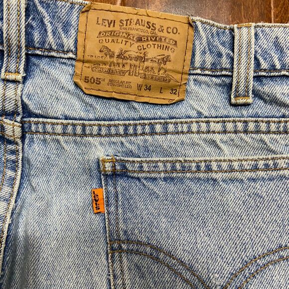 Levi's 505 Regular Orange Tab Vtg 1995 Light Blue Denim Jeans Men's 34W x 32L - Picture 5 of 10